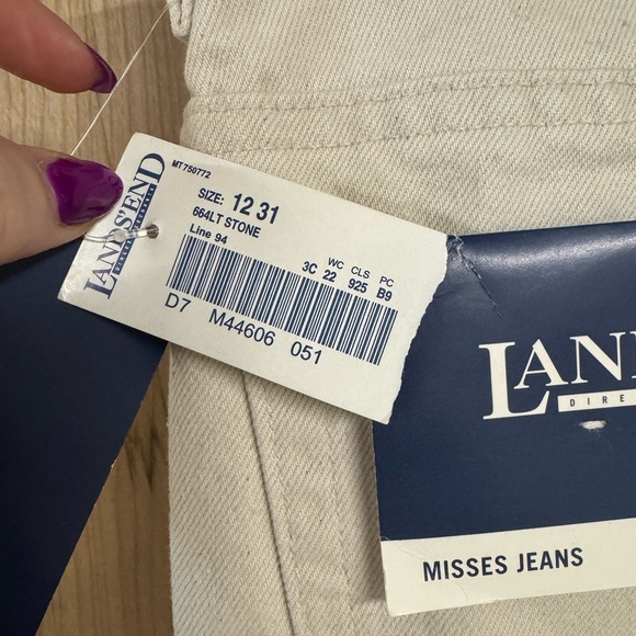 Lands' End Cream Straight Leg Jeans Classic Style - Picture 7 of 9